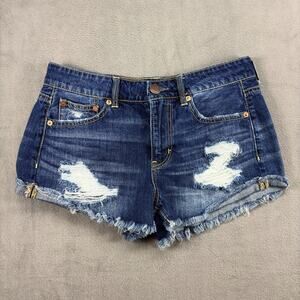 American Eagle Cut Off Shorts Women's 4 Blue Denim Stretch Tom Girl Shortie Rock